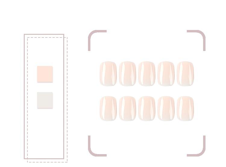 Mouyouglow Press On Nails Kurz Squoval Nude Beige Glossy Fake Nails