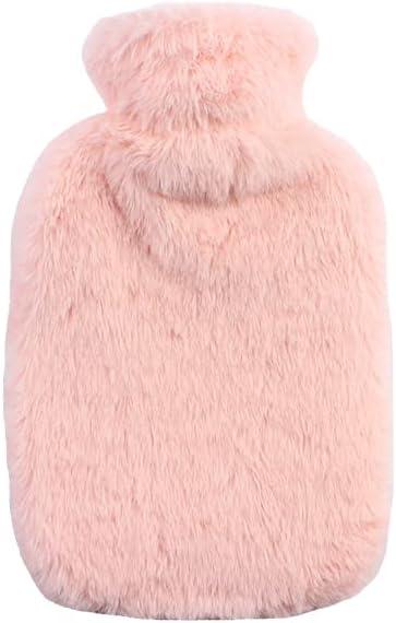 Pink Double Handle Water Filled Hot Water Bag With Plush Cloth Cover 1L Hot Water Bottle For