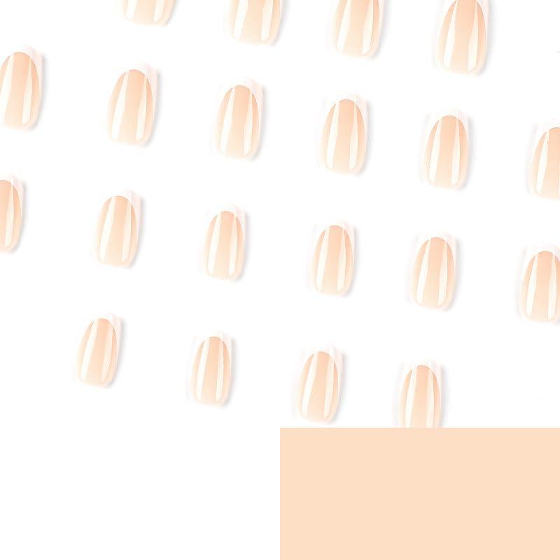Mouyou Piece Press On Nails Short Square Nude French White Tip Fake Nails With Glue Full