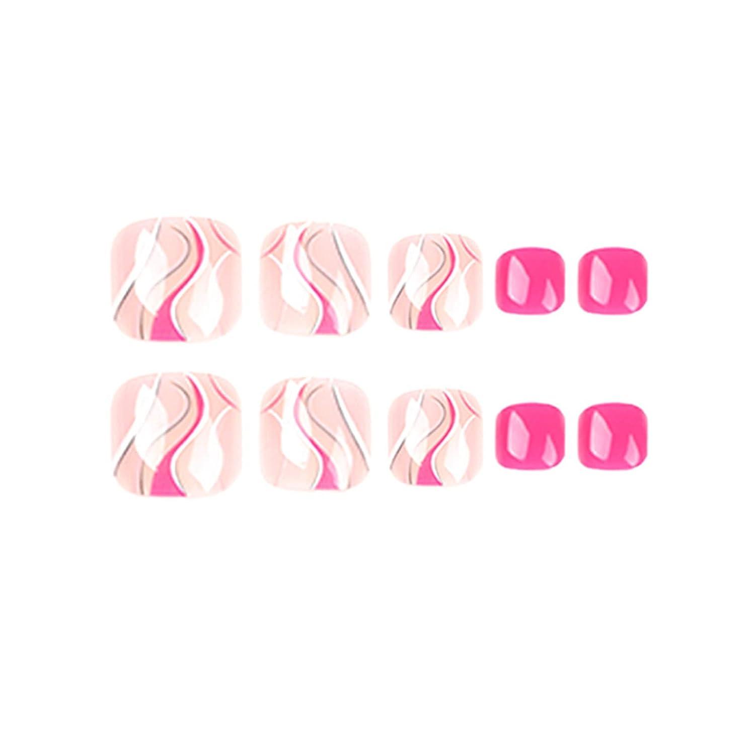 Qingge Nude Pink Square Fake Toenails With Swirls Design Pcs Glossy Acrylic Toe Nail Tips