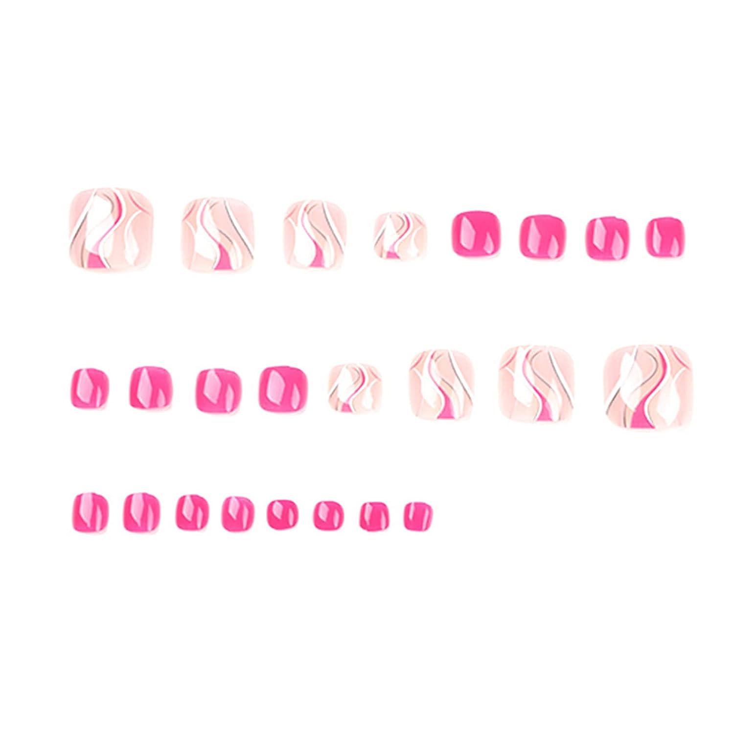 Qingge Nude Pink Square Fake Toenails With Swirls Design Pcs Glossy Acrylic Toe Nail Tips