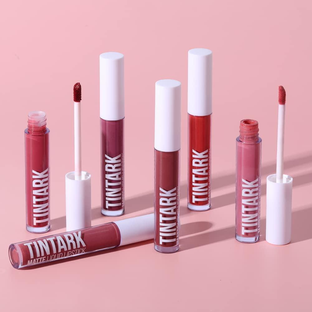 Tintark Matte Liquid Lipstick Red Nude Peach Pink Rose Mauve Shades Longwear Lip Stain Glaze