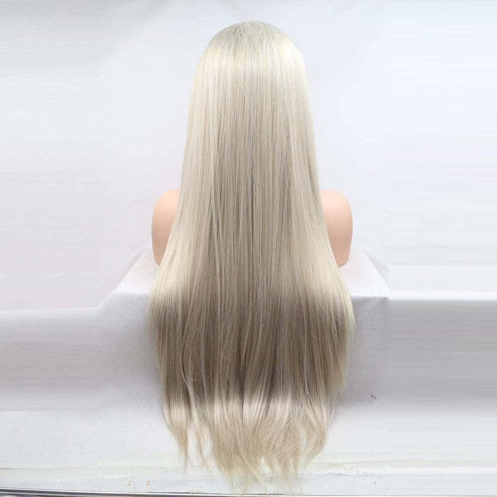 Xiweiya Blonde Lace Front Wig Long Silky Smooth Heat Resistant Fiber Women S Stylish Side