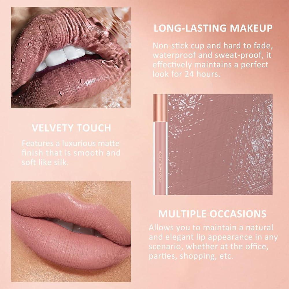 Matte Nude Lip Liner And Lipstick Makeup Set Matte Liquid Lipstick Nude