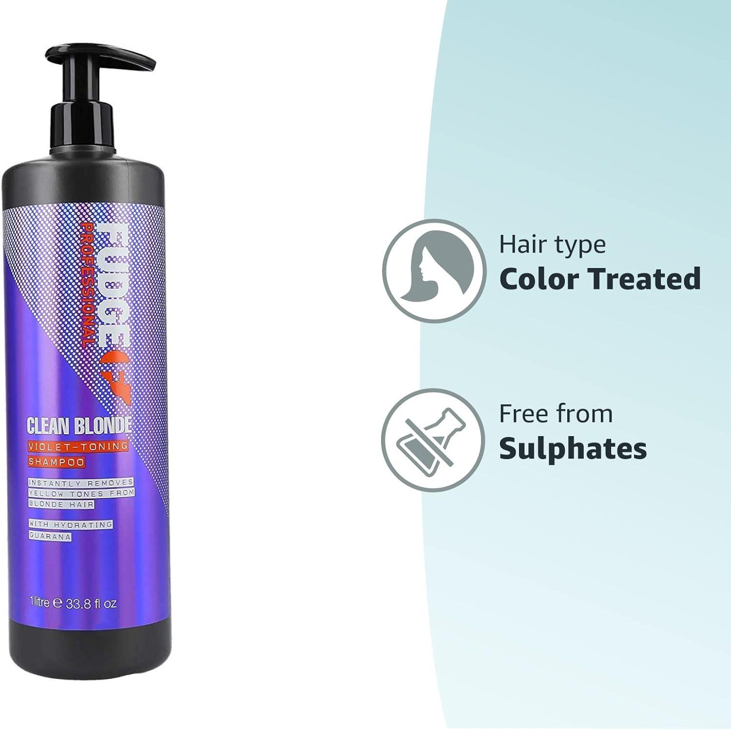 Fudge Professional Clean Blonde Shampoo 1 Litre Purple Toning For Blonde Hair Pack Of 1