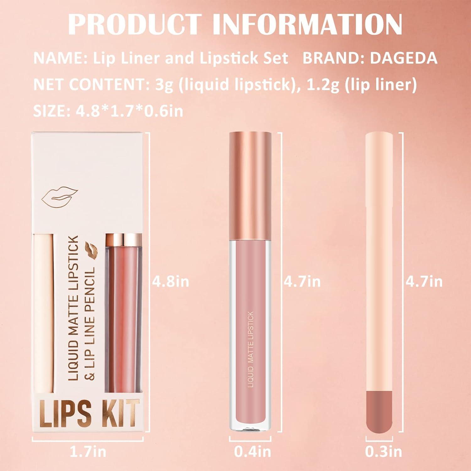 Prreal Pcs Lip Liner And Lipstick Makeup Set Matte Liquid Lipstick Matching Lip Liner Nude