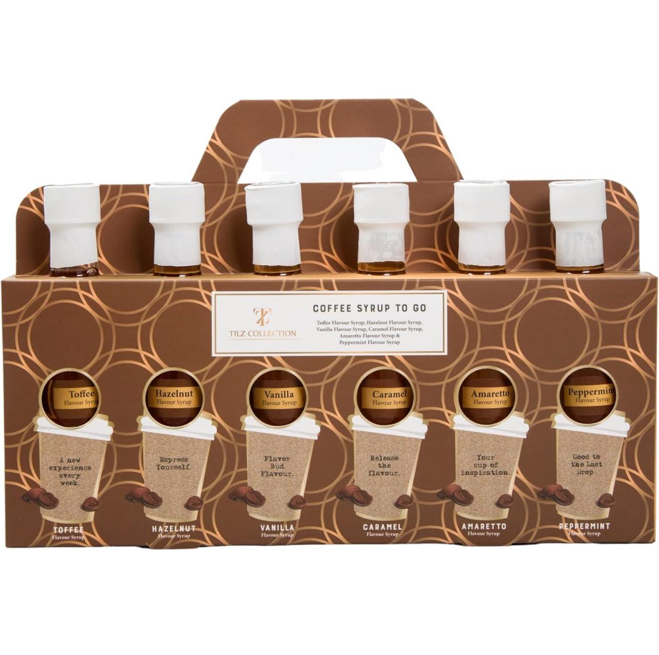 Luxury Coffee Syrup Gift Set 6 Assorted Flavoured Syrups Set For Sweetening Coffee Tea Hot