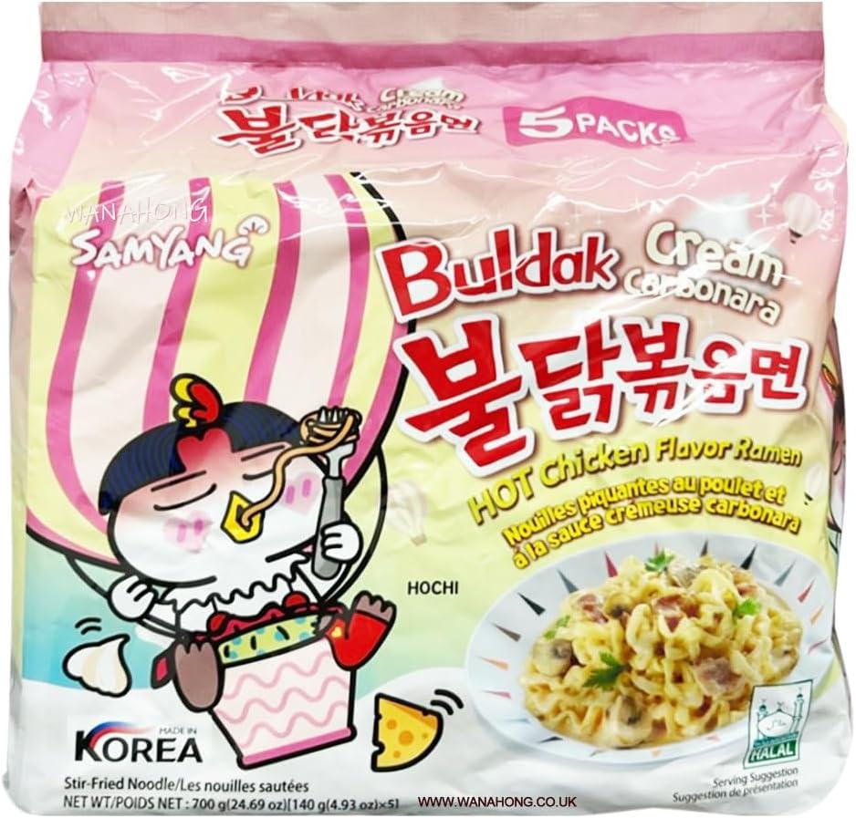 Samyang Hot Chicken CREAMY Carbo Flavour Buldak Ramen Noodles CREAMY Carbonara 700g Pack Of 5