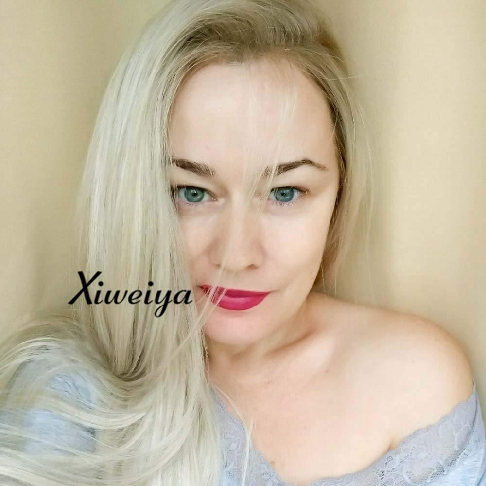 Xiweiya Blonde Lace Front Wig Long Silky Smooth Heat Resistant Fiber Women S Stylish Side