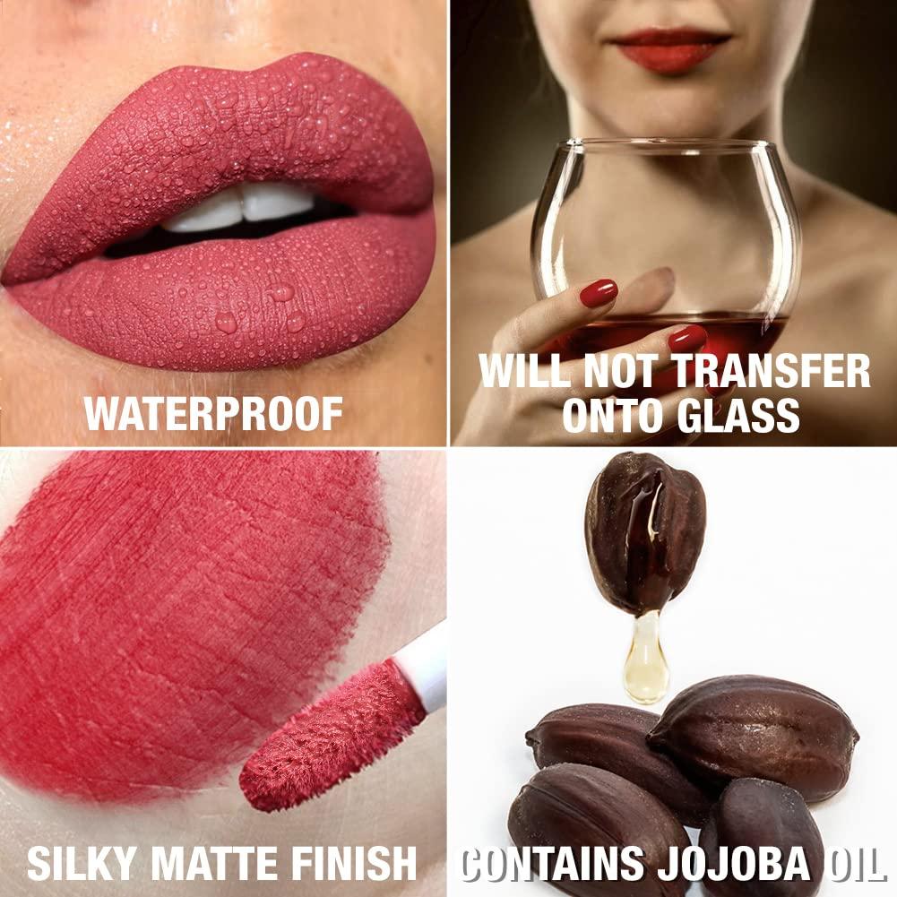Tintark Matte Liquid Lipstick Red Nude Peach Pink Rose Mauve Shades Longwear Lip Stain Glaze