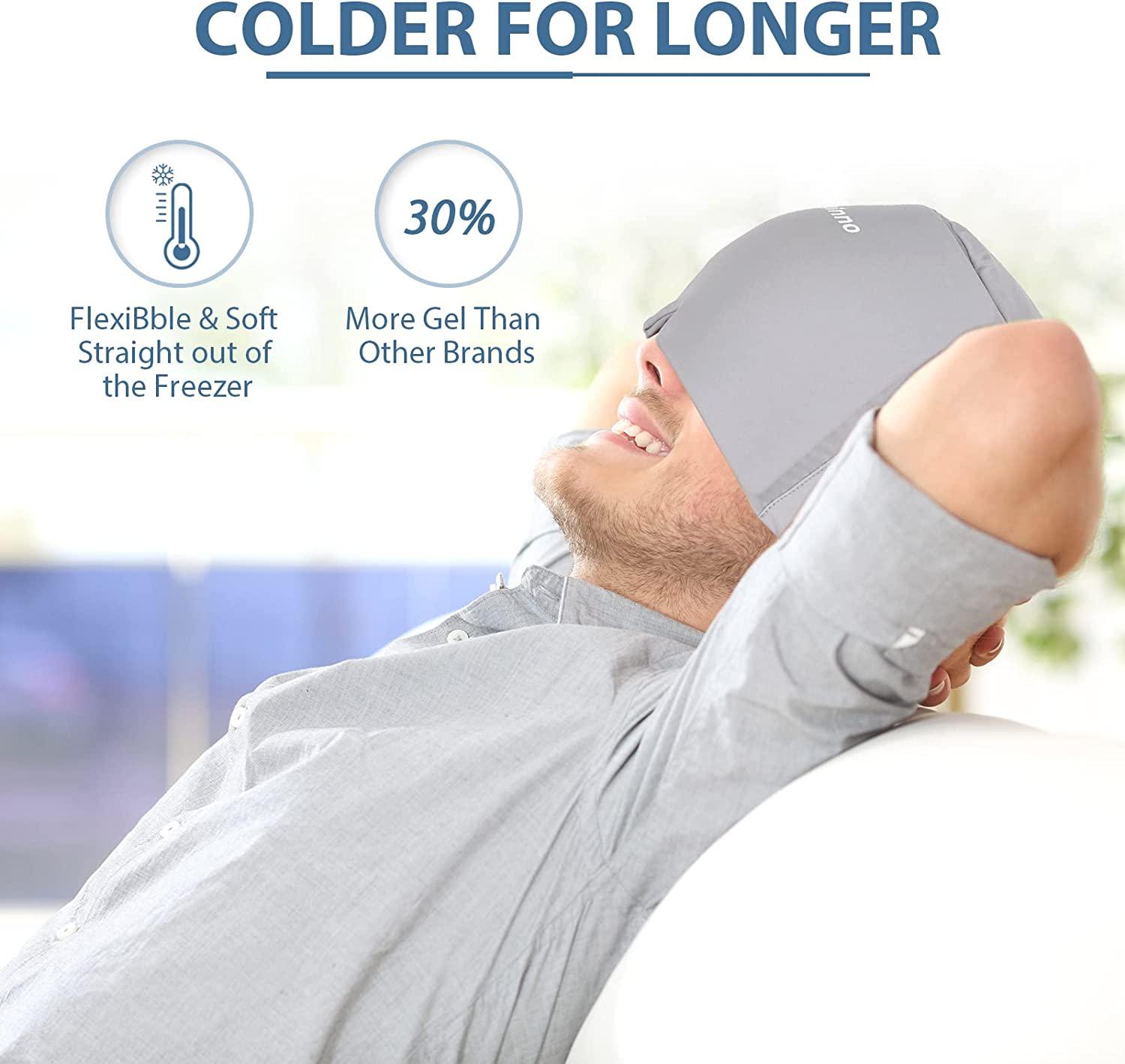 Headache Relief Cap Migraine Hat For Cold Hot Therapy Gel Ice Pack For Headaches Grey
