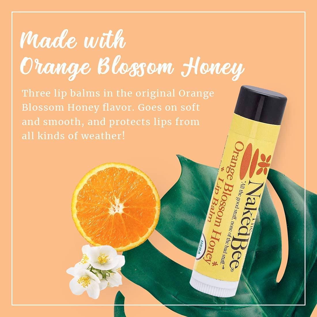 The Naked Bee Organic Orange Blossom Honey Lip Balms Hand Care Set Hand Repair Cream Foot