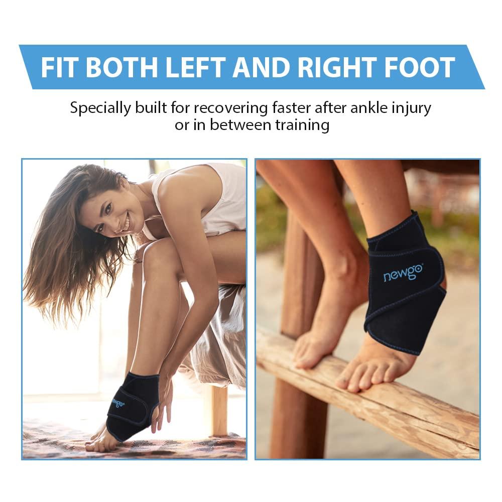 NEWGO Reusable Gel Ankle Ice Pack Wrap For Pain Relief Hot Cold Therapy For Ankle Injuries