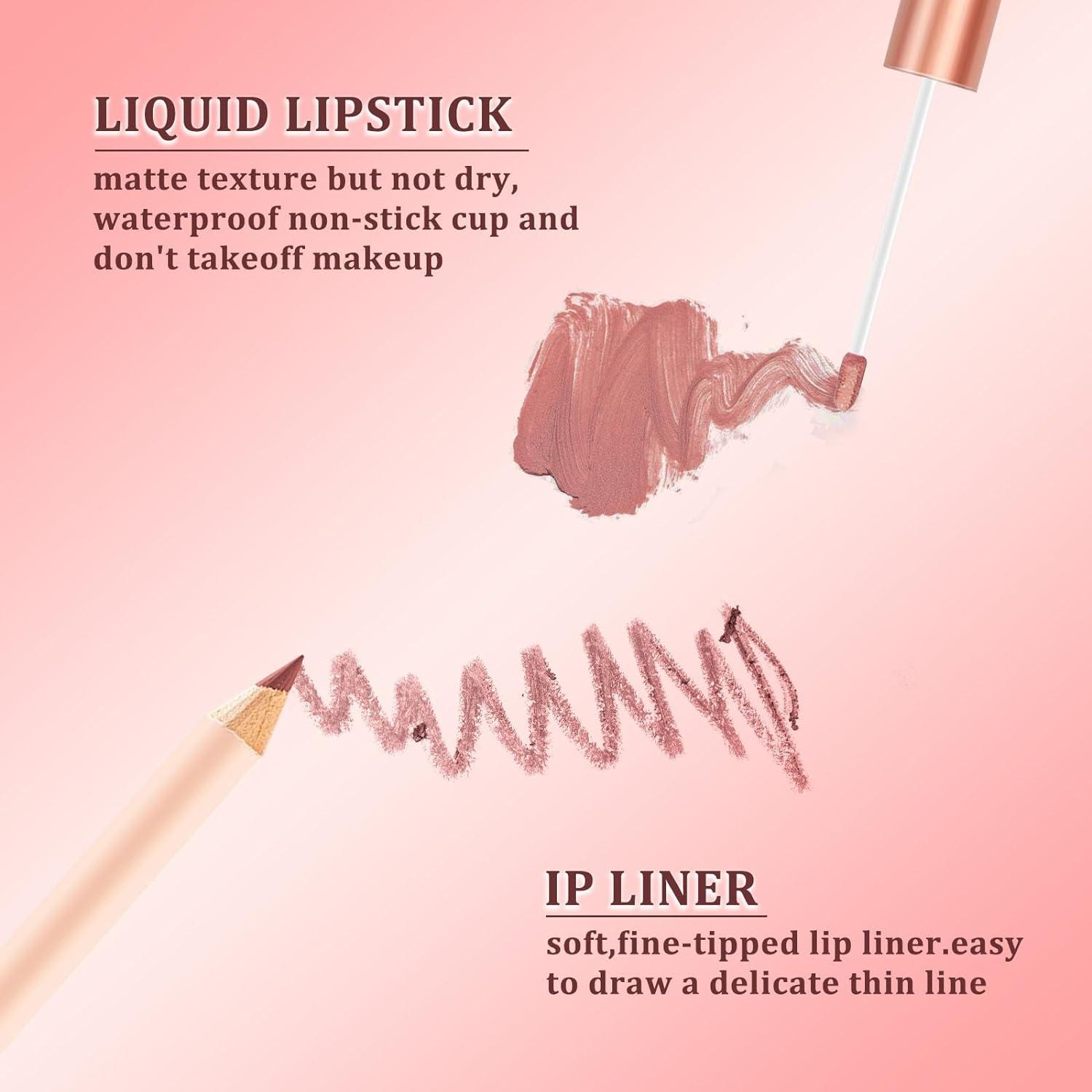 Inbolm Lip Liner And Lipstick Set Nude Lip Liners With Nude Lipstick For Women Nude Lipstick Non
