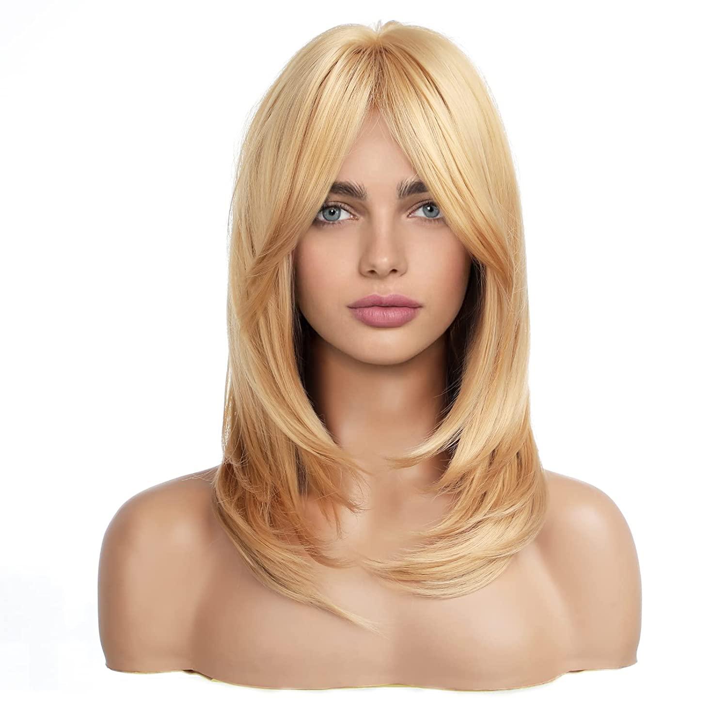 Haircube Long Golden Blonde Wig For Women Layered Synthetic Hair Wig