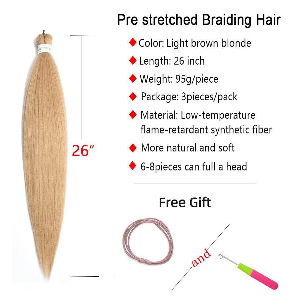Newluyang Pre Stretched Crochet Hair Braids Inch Yaki Texture Packs Light Brown Blonde