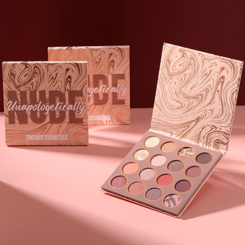 Tintark Unapologetically Nude 16 Color Eyeshadow Palette Vegan Talc Free Matte Shimmer