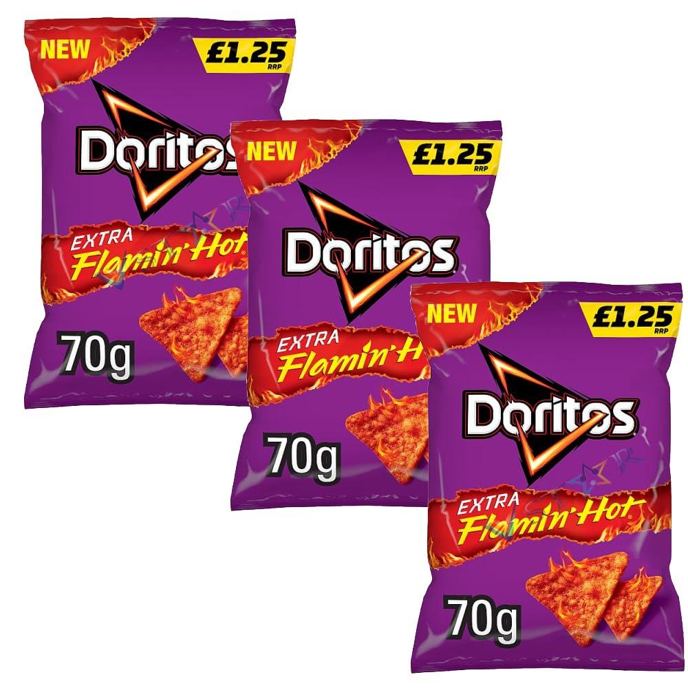 Walkers New Extra Flamin Hot Snacks Extra Hot Xtra Spicy Crisps Multipacks Pm Pack Of