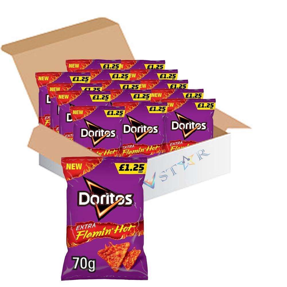 Walkers New Extra Flamin Hot Snacks Extra Hot Xtra Spicy Crisps Multipacks Pm Pack Of