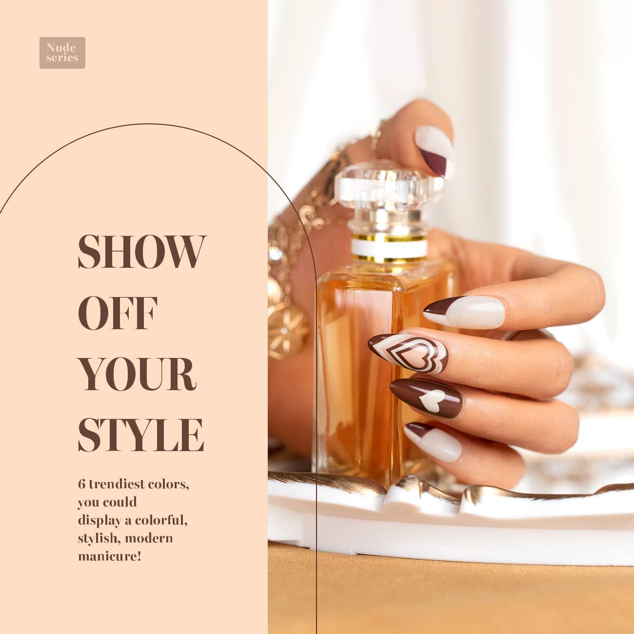 Rarjsm Nail Art Gel Liner Set Nude Pink Brown Skin Tone Painting Striping Polish Pcs Uv