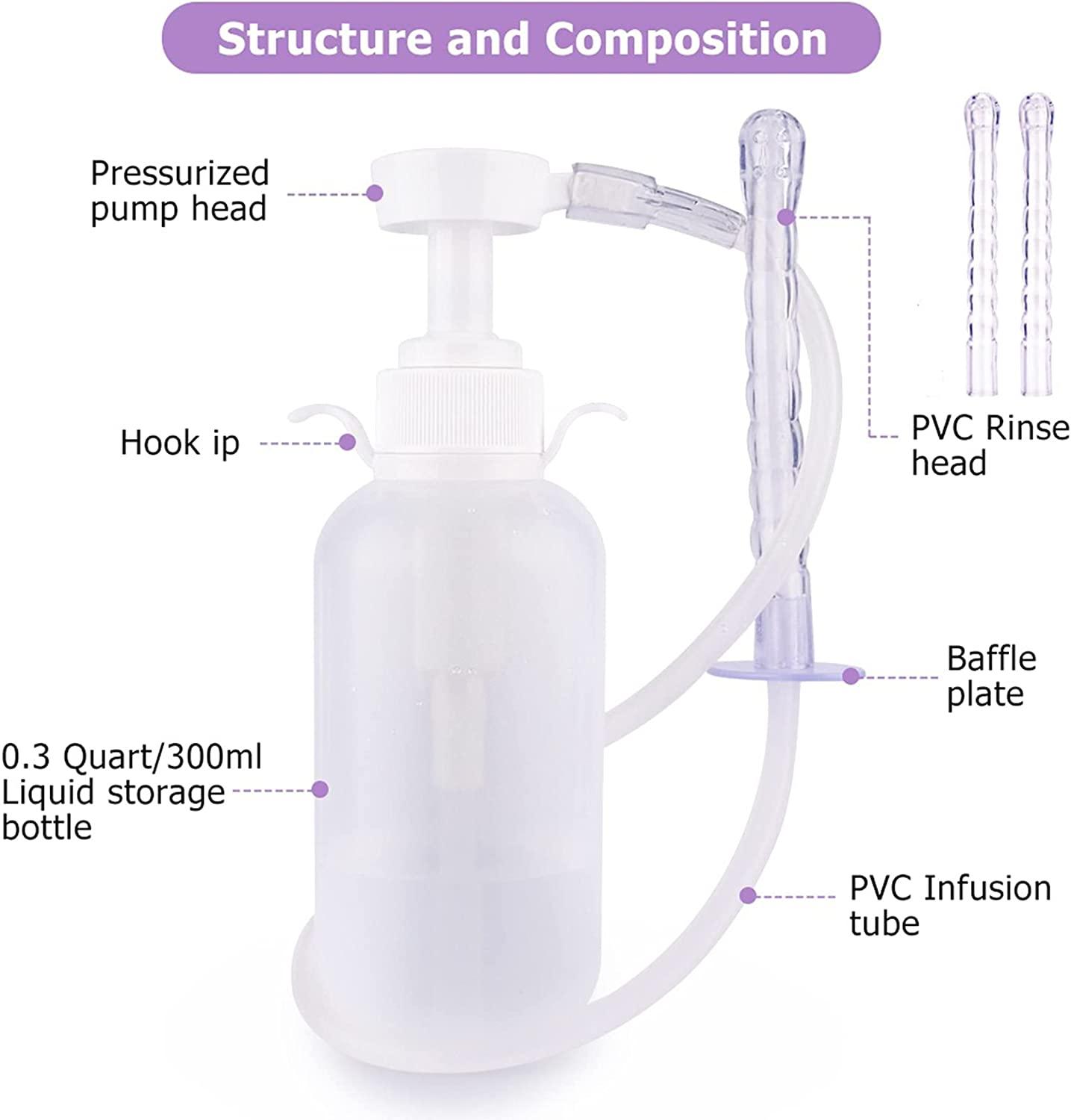 300ml Vaginal And Anal Douche Cleaner Kit 3 Nozzle Tips Reusable Manual Enema For Water Colon