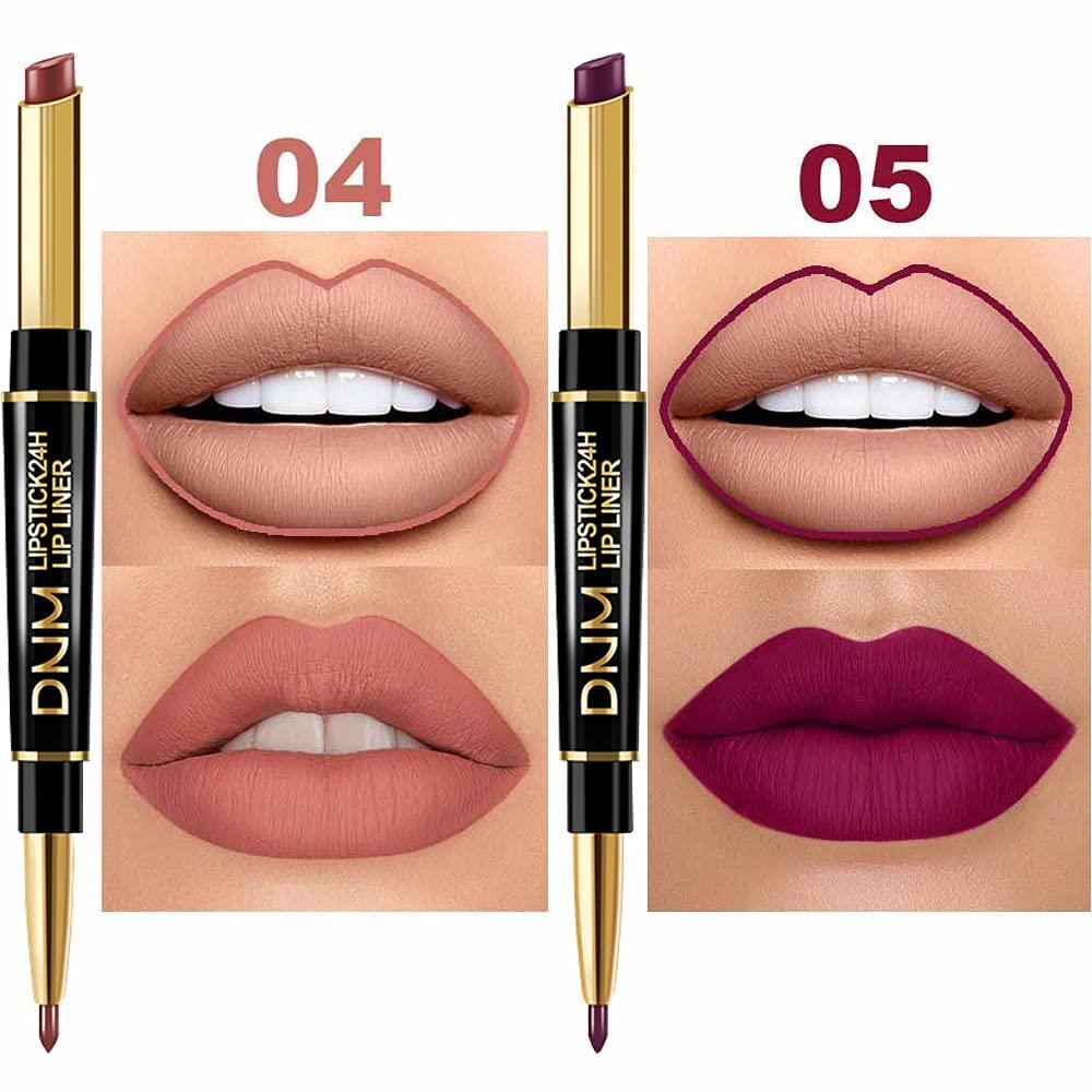 Pcs Lip Liner And Lipstick Set Dnm Chestnut Nude Dark Red Matte Pens Makeup For Black Mature