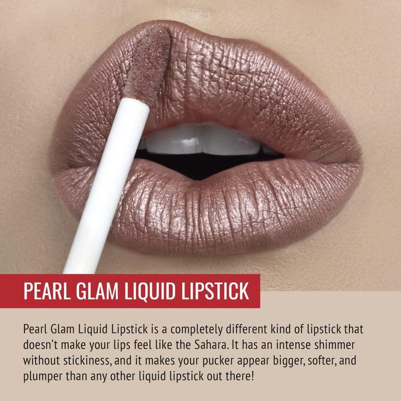 Runway Rogue Pearl Glam Shimmer Liquid Lipstick Nude Dark Pink Lip Color With Soft Light