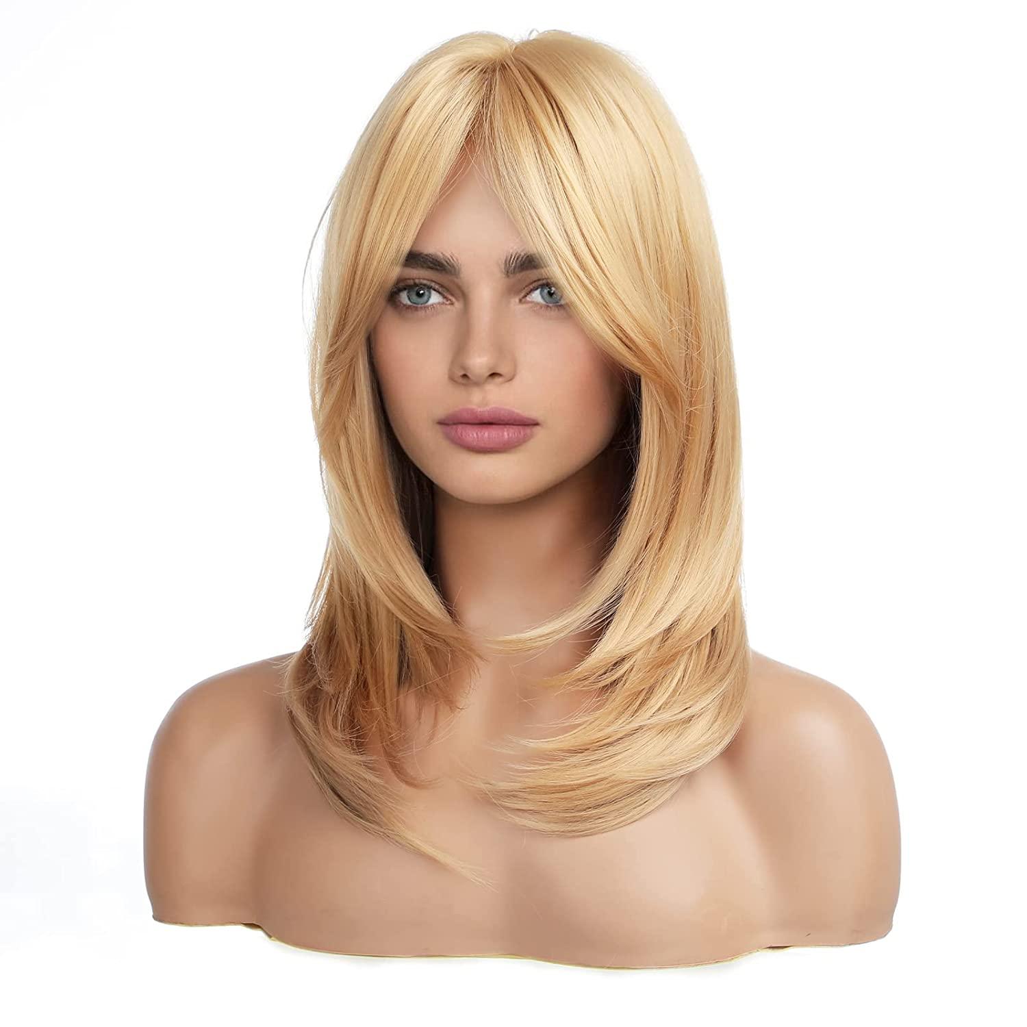 Haircube Long Golden Blonde Wig For Women Layered Synthetic Hair Wig