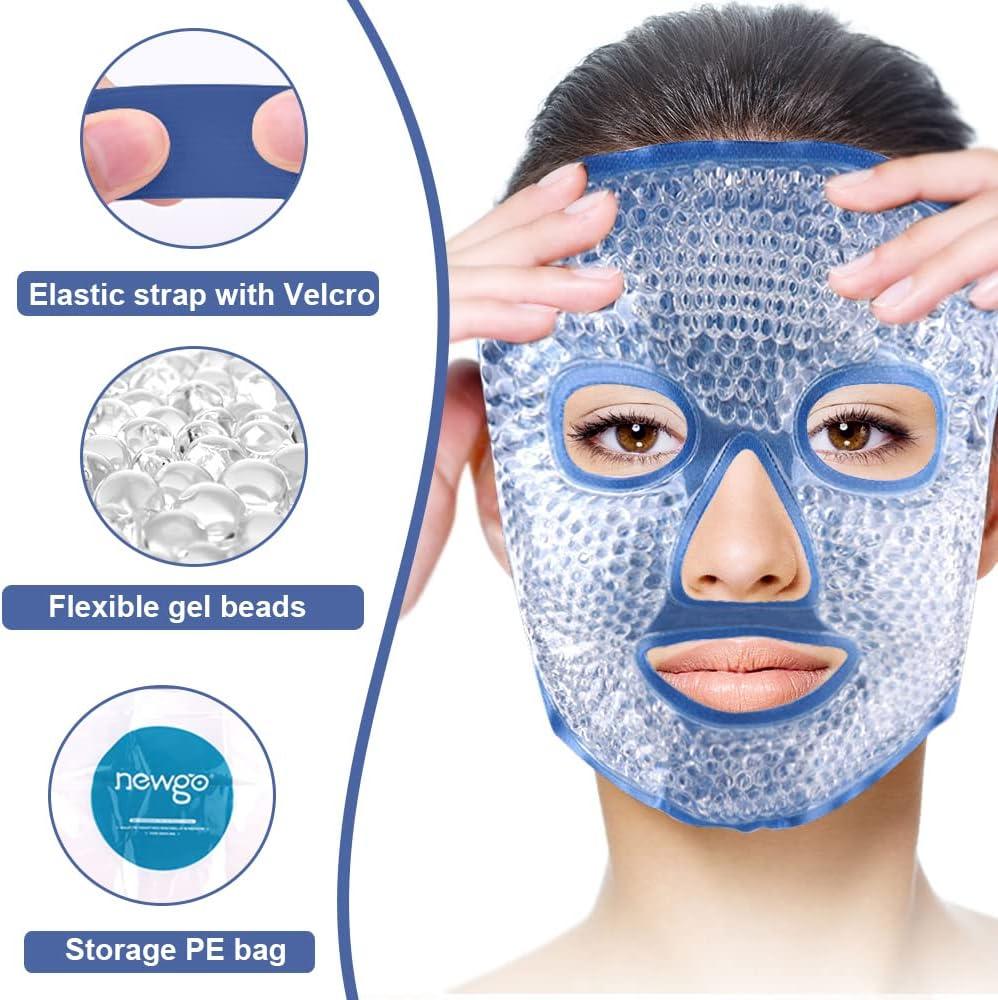 NEWGO Cooling Eye Mask Hot Cold Therapy Gel Beads Migraine Relief Puffy Eyes Sinus Pain