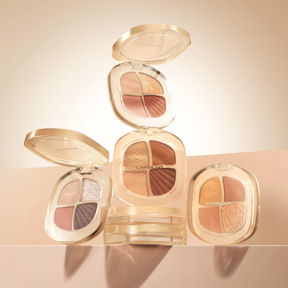 CARSLAN 4 Color Nude Eyeshadow Palette Longlasting Highly Pigmented Makeup With Matte Glitter