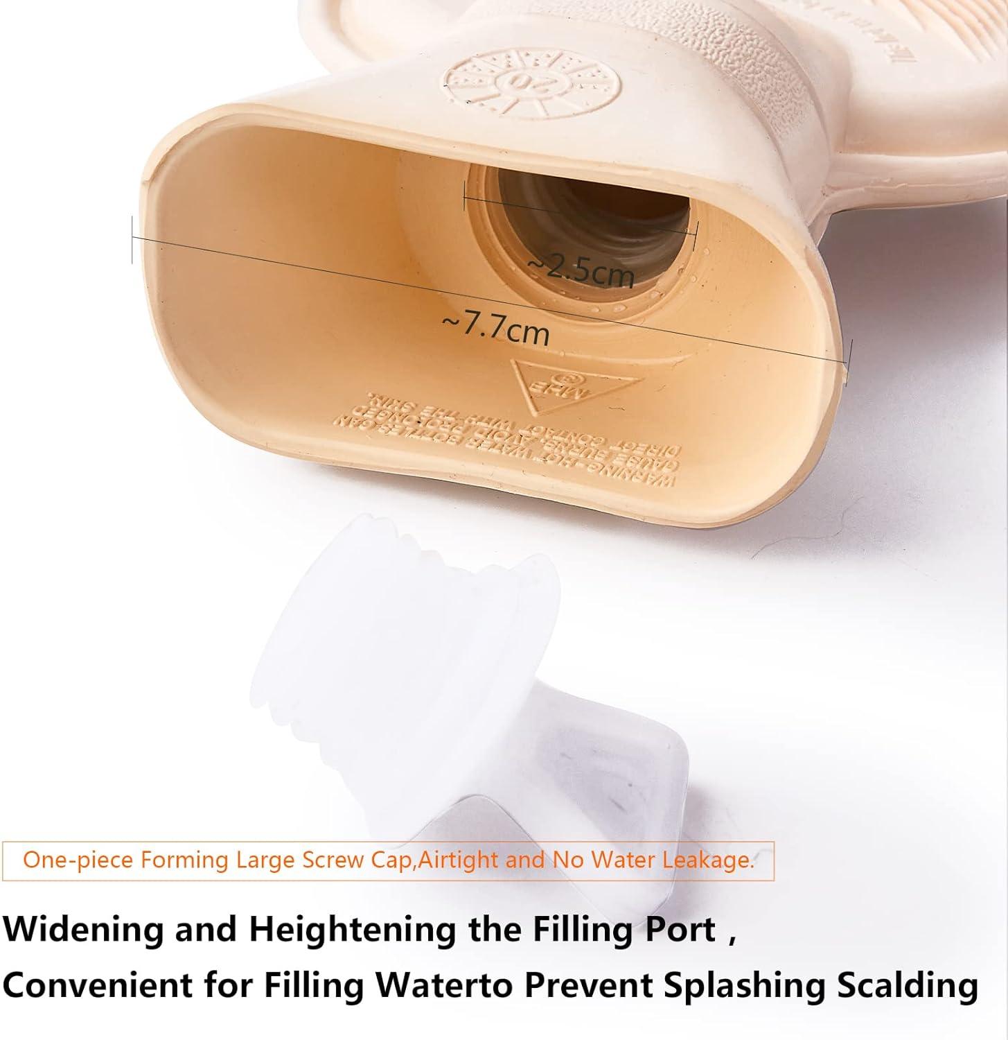 RiyaNed Long Hot Water Bottle 2L Natural Rubber Soft Fluffy With Cover Heat Therapy Wrap