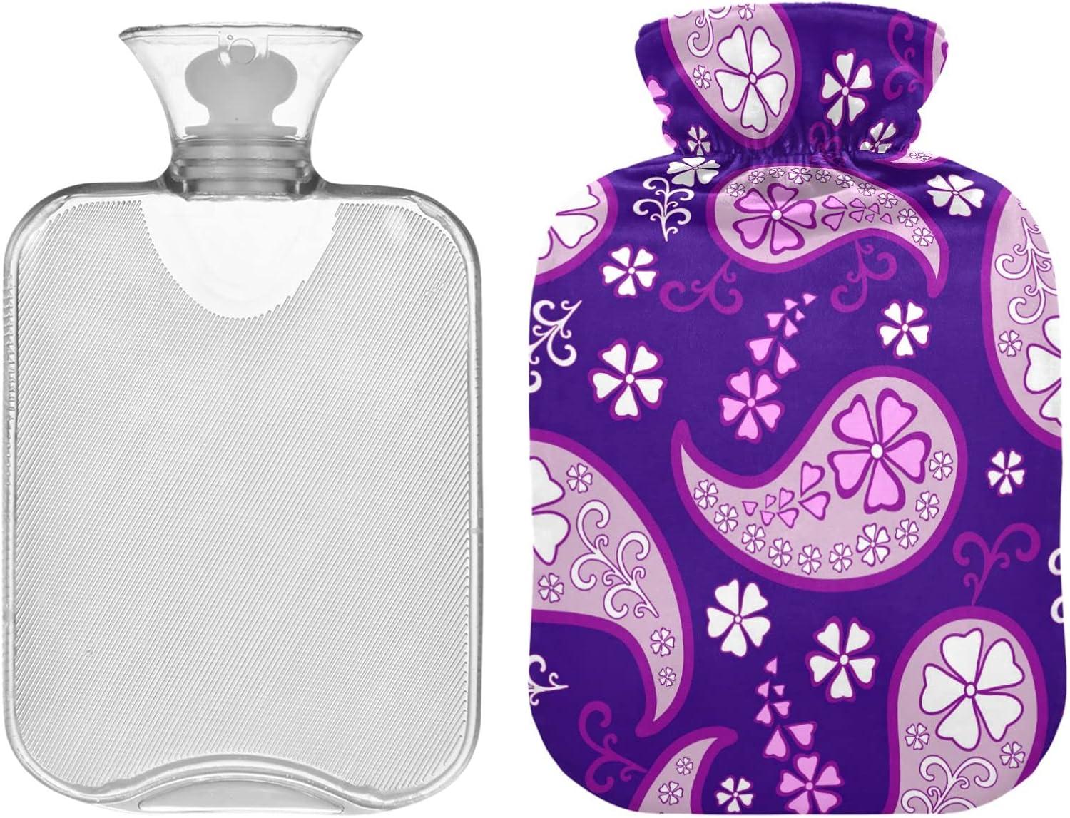 Naanle Hot Water Bottle Paisley Traditional Oriental Design 2L Heat Therapy For Back Pain