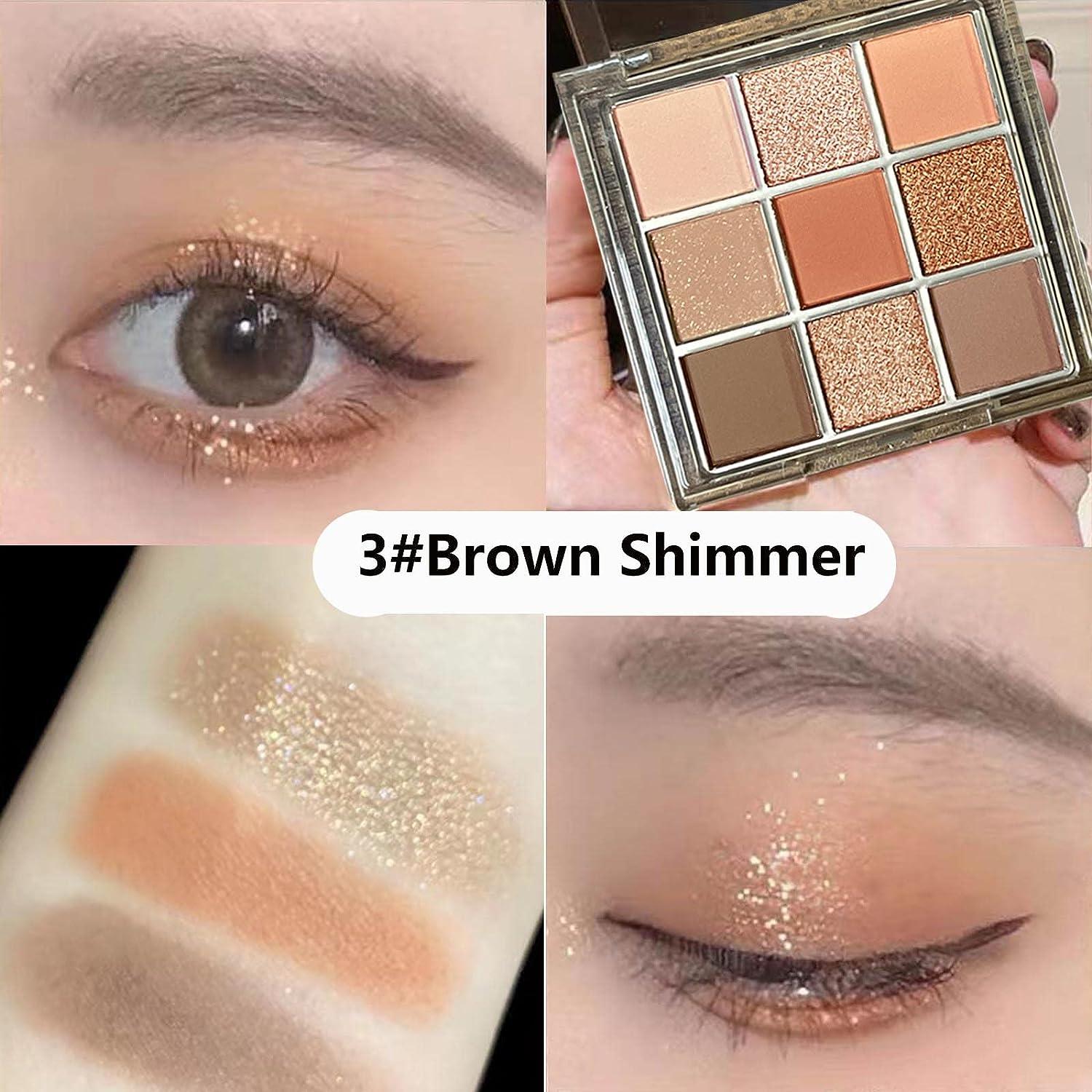 Brown Glitter Eyeshadow Palette Color Nude Matte Shimmer Waterproof Long Lasting Makeup