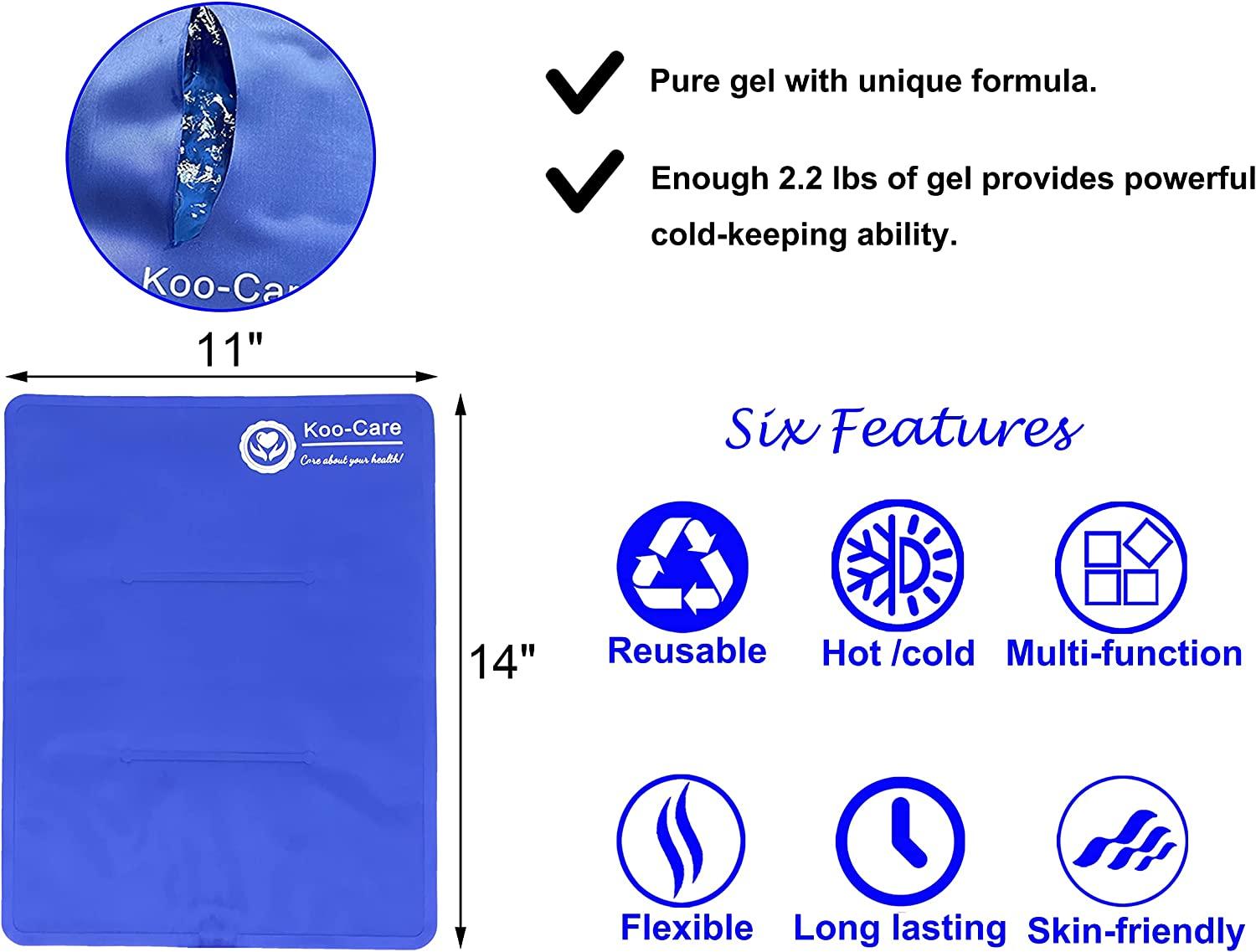 Koo Care Large Flexible Gel Ice Pack Wrap With Straps Hot Cold Therapy For Pain Relief