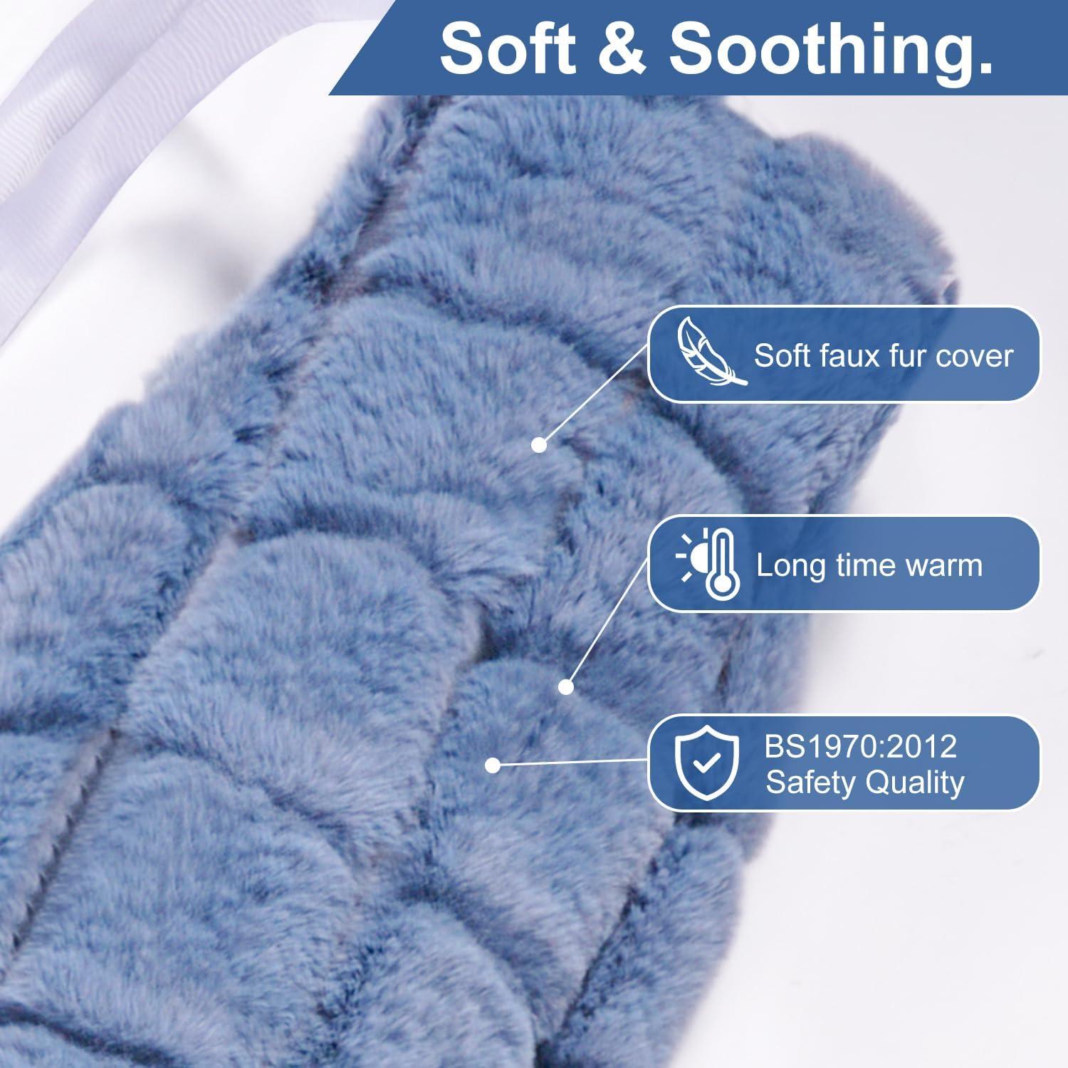 Owozoi Long Hot Water Bottle With Soft Furry Cover Cm Full Body Wrap Waist Hot Water