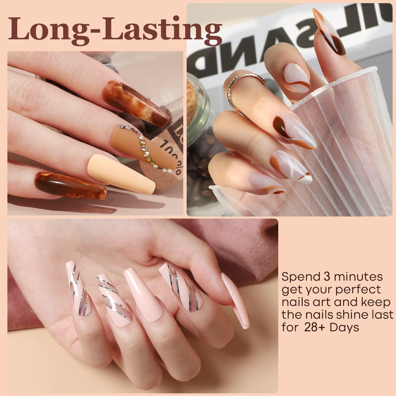 Modelones 48 Color Gel Nail Polish Kit With UV Light Dryer Nude Skin Tones Glossy Matte