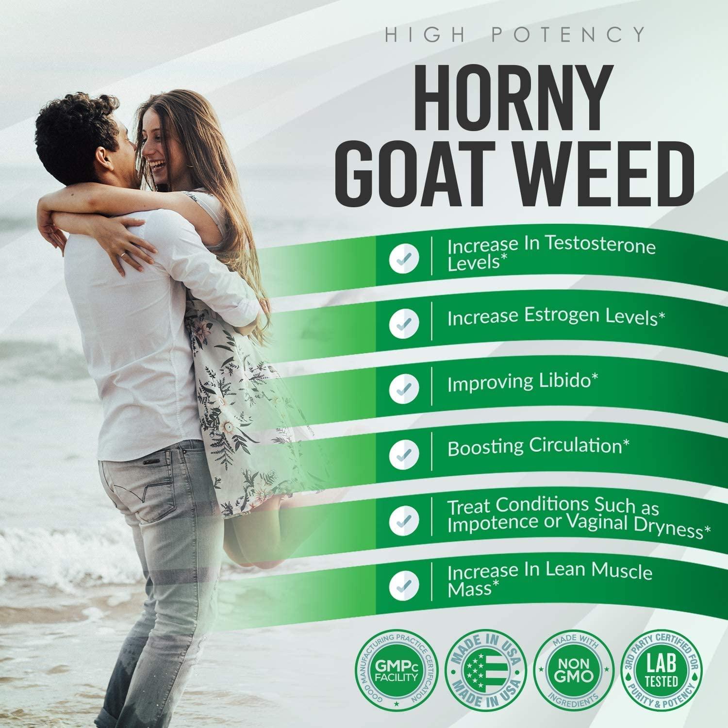 Horny Goat Weed Capsules Natural Male Female Enhancer With L Arginine Tongkat Ali Panax