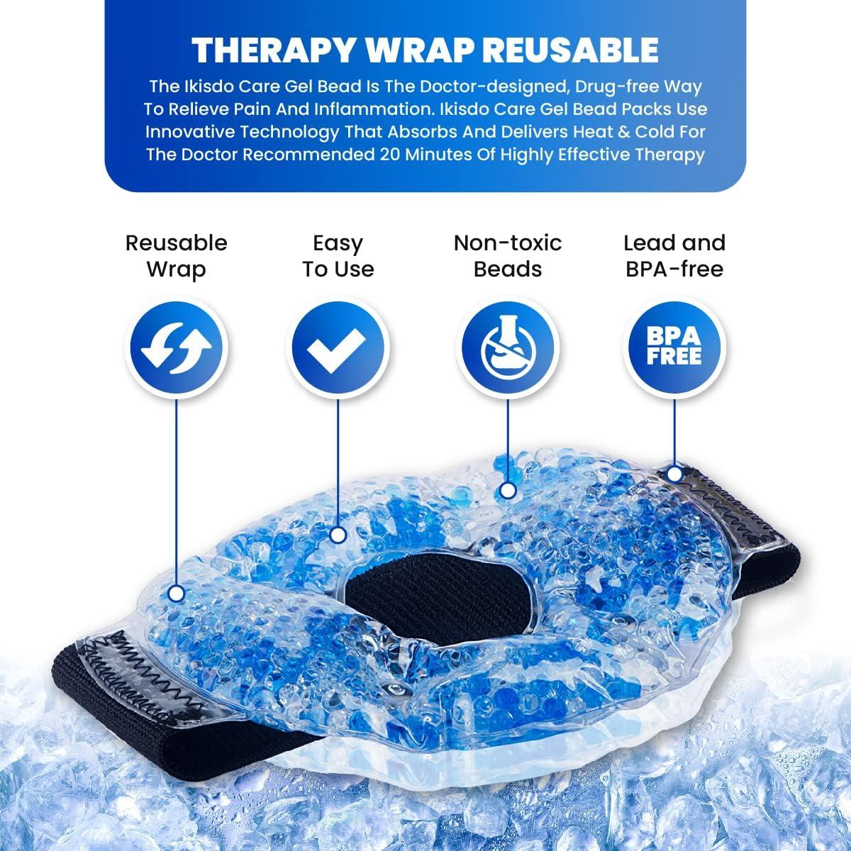 Therapy Wrap Reusable Hot Cold Gel Beads Ice Pack With Adjustable Strap For Knee Pain Relief