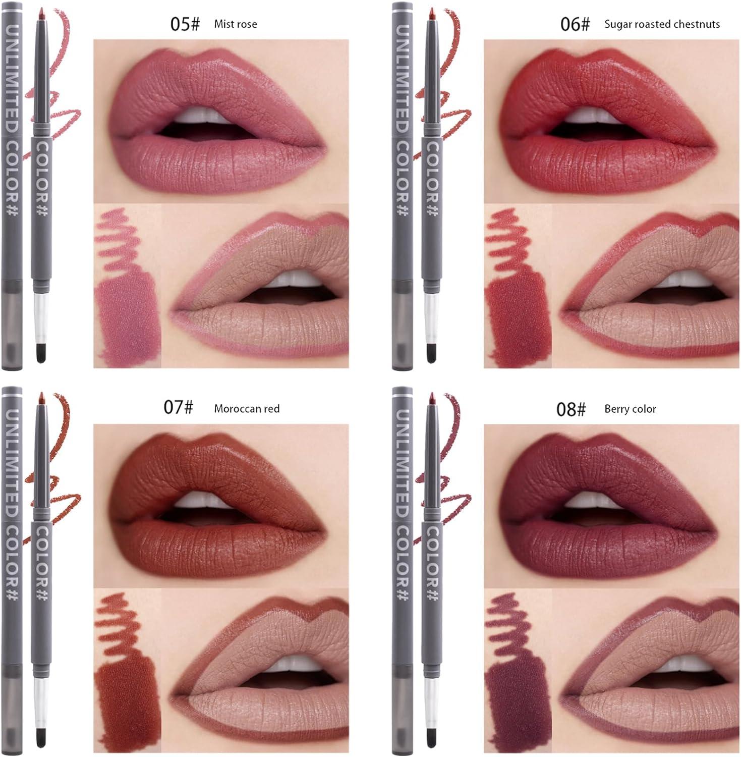 Pc Nude Lip Liner Set Vegan Cruelty Free Matte Creamy Formula With Brush Precise