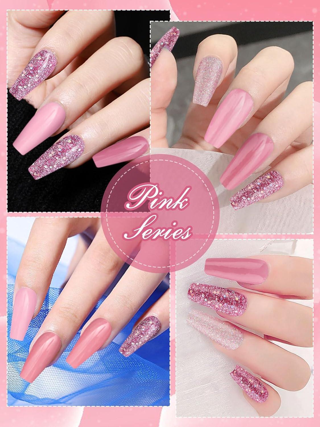 EBANKU PCS Dip Powder Nail Starter Kit Colors Nude Pink Glitter DIY French Manicure