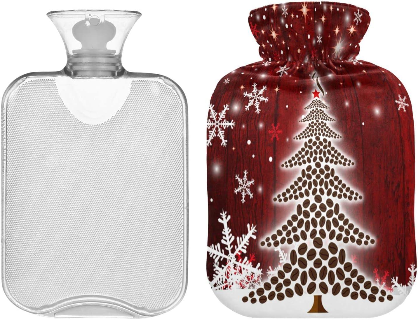 Snowflakes Christmas Tree Hot Water Bottle L Thermal Relief Hand Warmer With Cover For