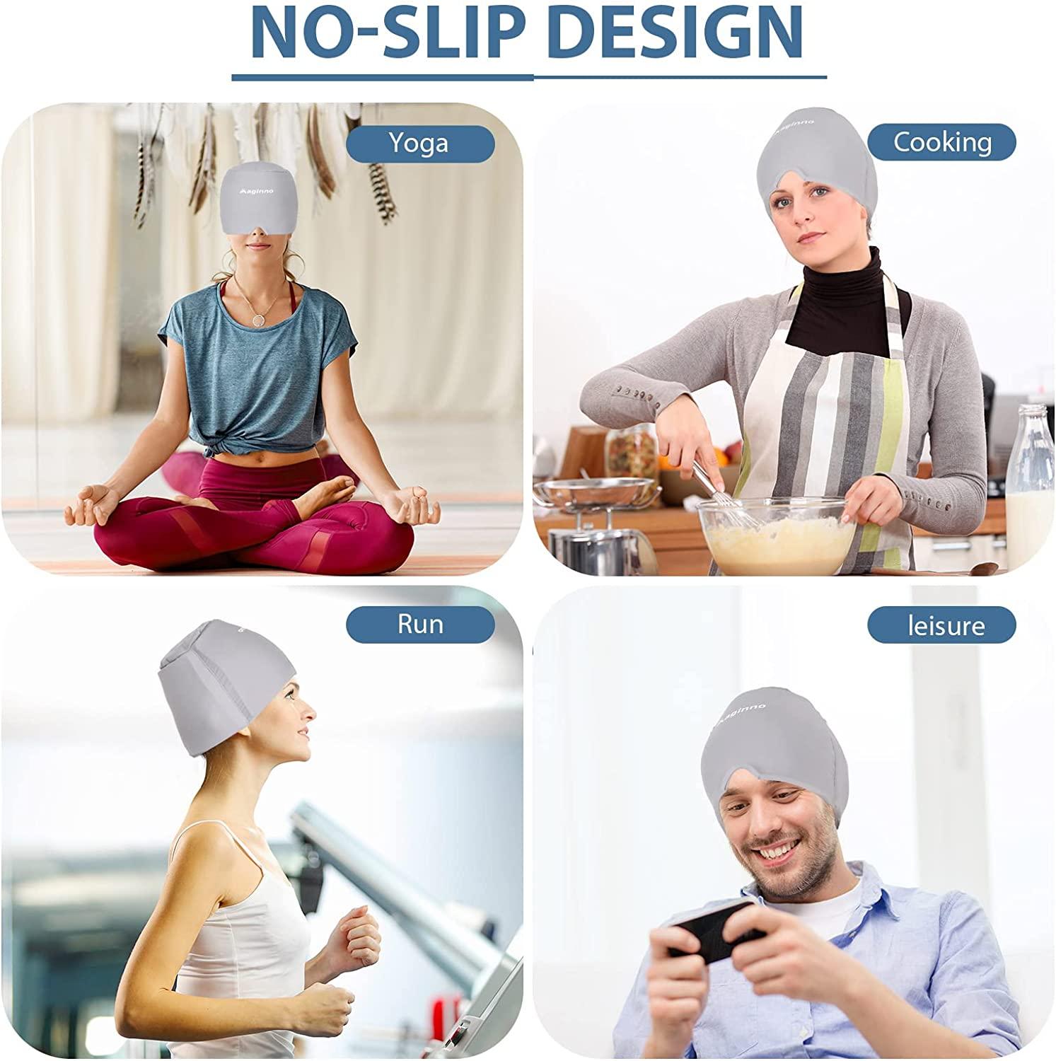 Headache Relief Cap Migraine Hat For Cold Hot Therapy Gel Ice Pack For Headaches Grey