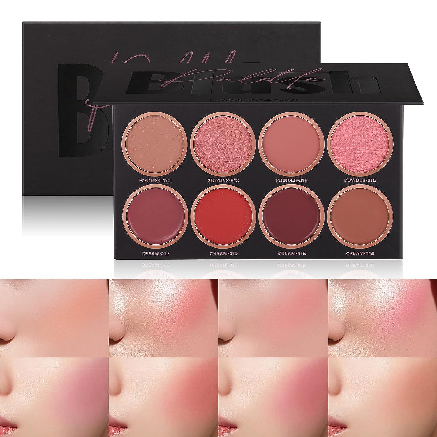 8 Colors Blush Palette Powder Cream Contour Highlight Palette For Natural Nude Makeup