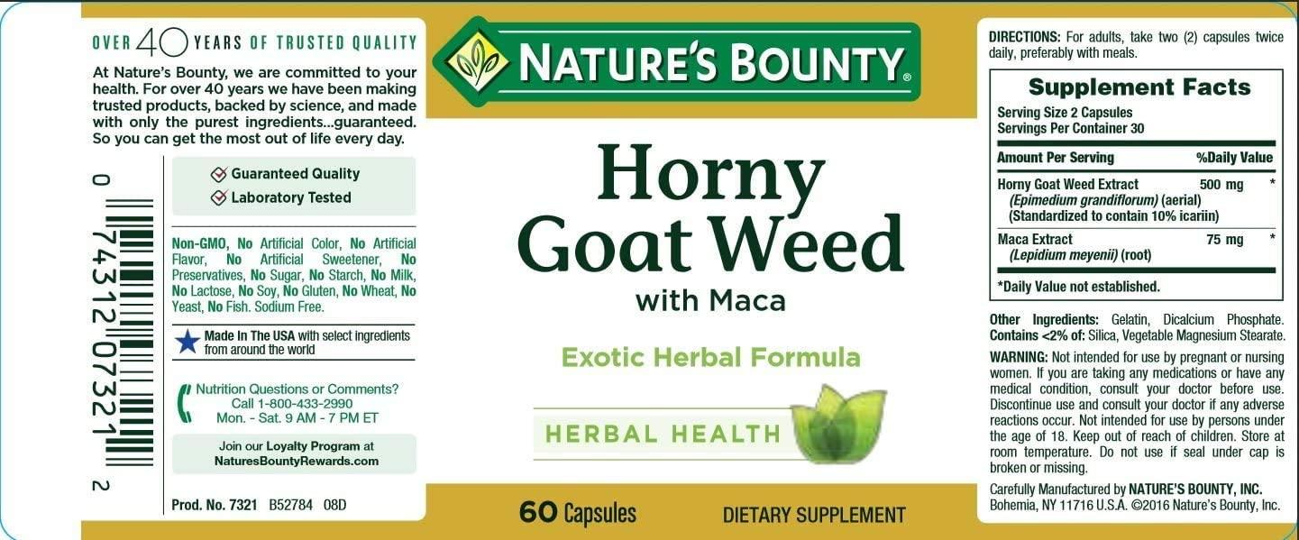 Nature S Bounty Horny Goat Weed With Maca Capsules For Vitality