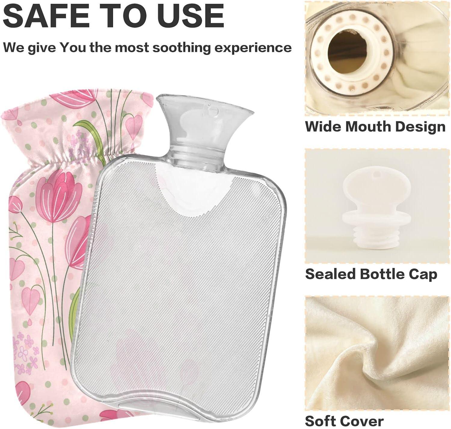 Red Tulips Hot Water Bottle With Cover L Small Pain Relief Bag For Bed Hand Feet Bap Free