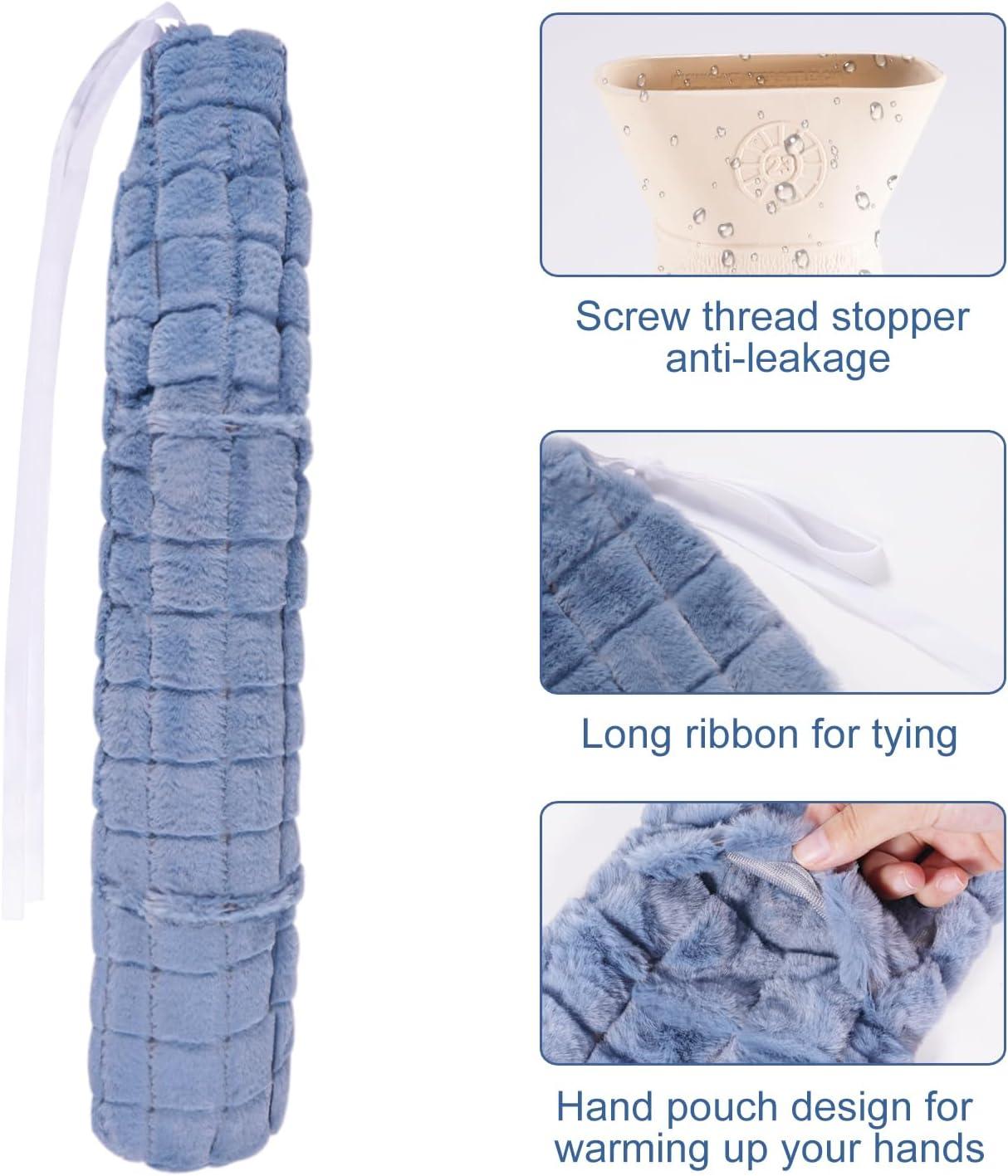 Owozoi Long Hot Water Bottle With Soft Furry Cover Cm Full Body Wrap Waist Hot Water