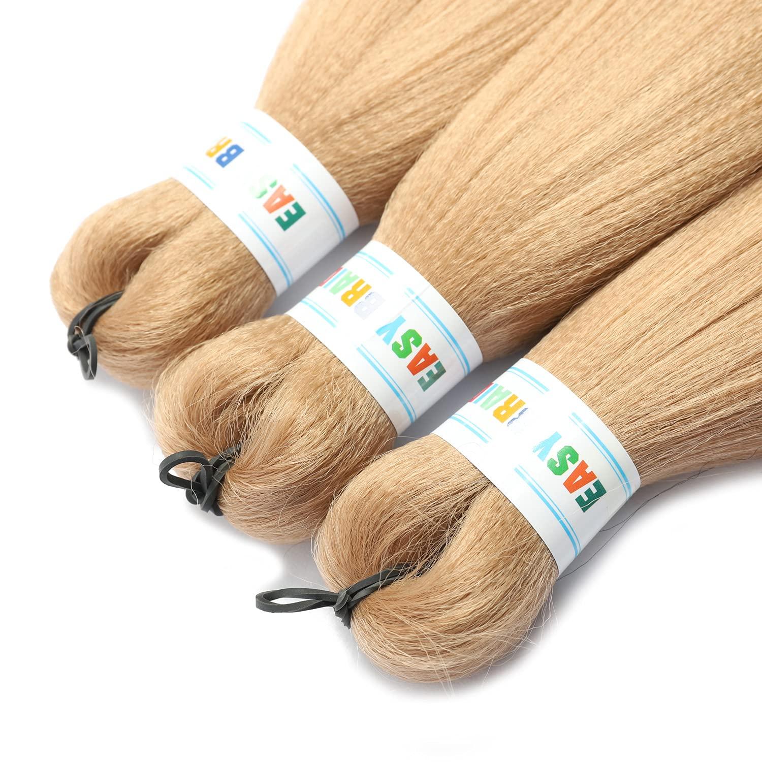 Newluyang Pre Stretched Crochet Hair Braids Inch Yaki Texture Packs Light Brown Blonde