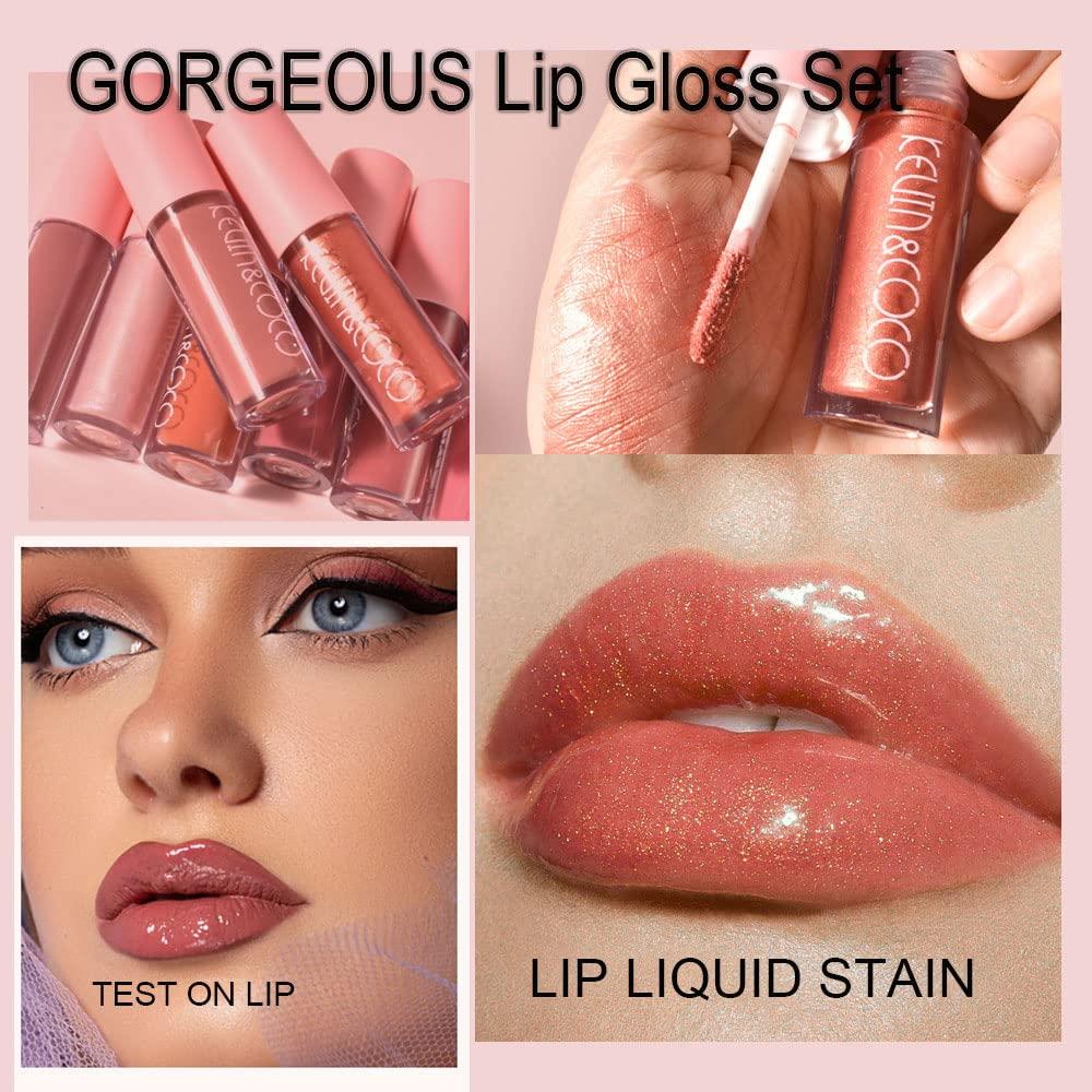 HONGZHUANG PCS High Shimmer Liquid Lip Gloss Set Glitter Nude Lipstick Kit For Full