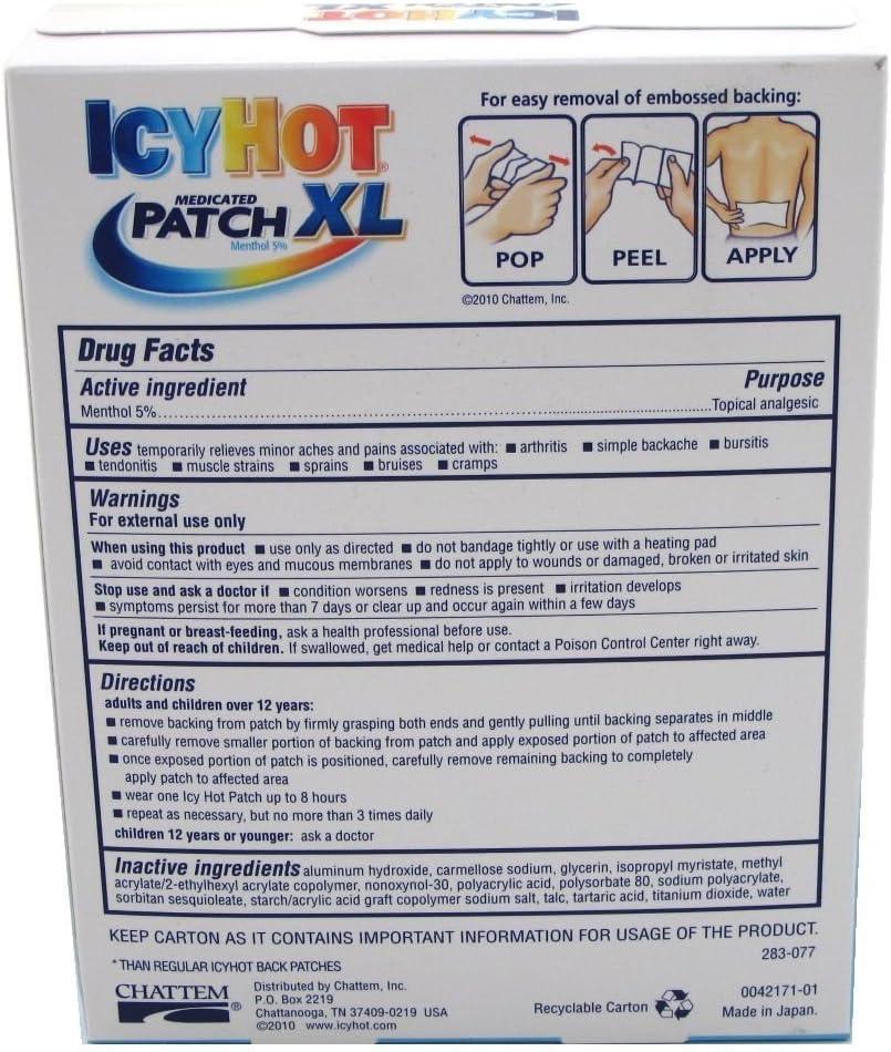 Icy Hot Patch Extra Strength Xl Back Large Areas Count Fast Pain Relief Buy Now With