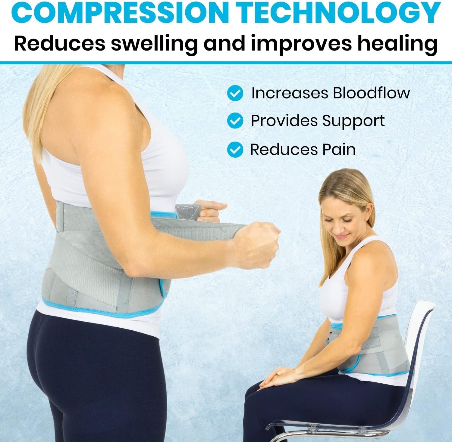 Vive Cold Back Brace Reusable Gel Wrap For Injuries Hot Cool Compression Relief Adjustable